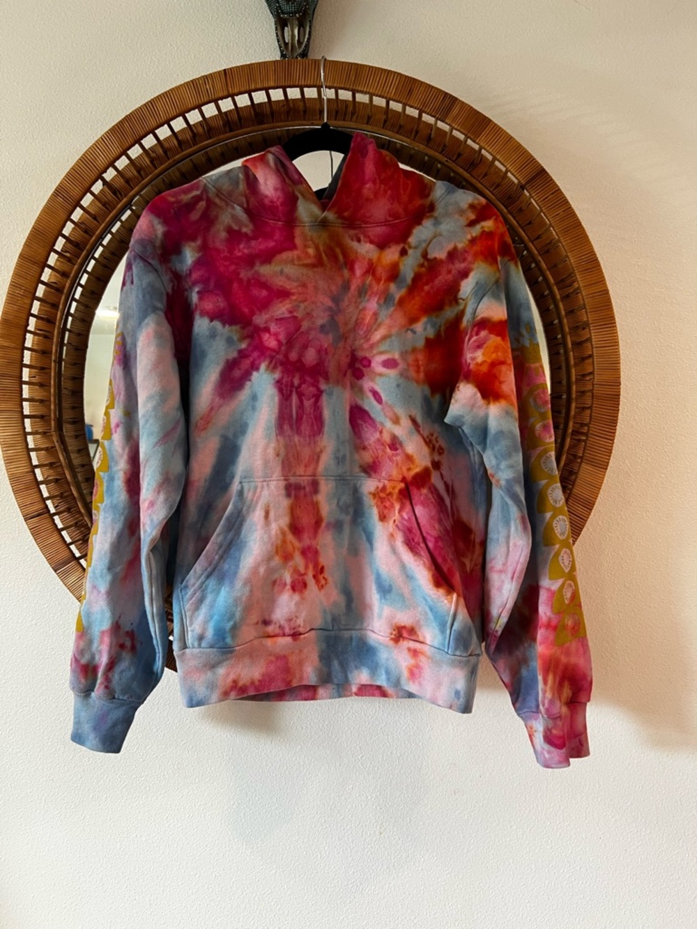 Free People x Werewolf Raspberry 
Hand Tied Ice Dyed Hoodie